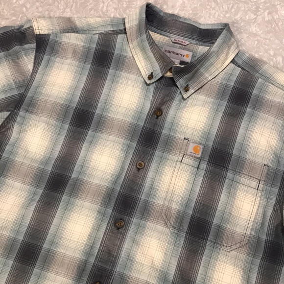 Carhartt Men’s Relaxed Fit Blue Plaid Short Sleeve Shirt, Size XL / Blue - Picture 7 of 11